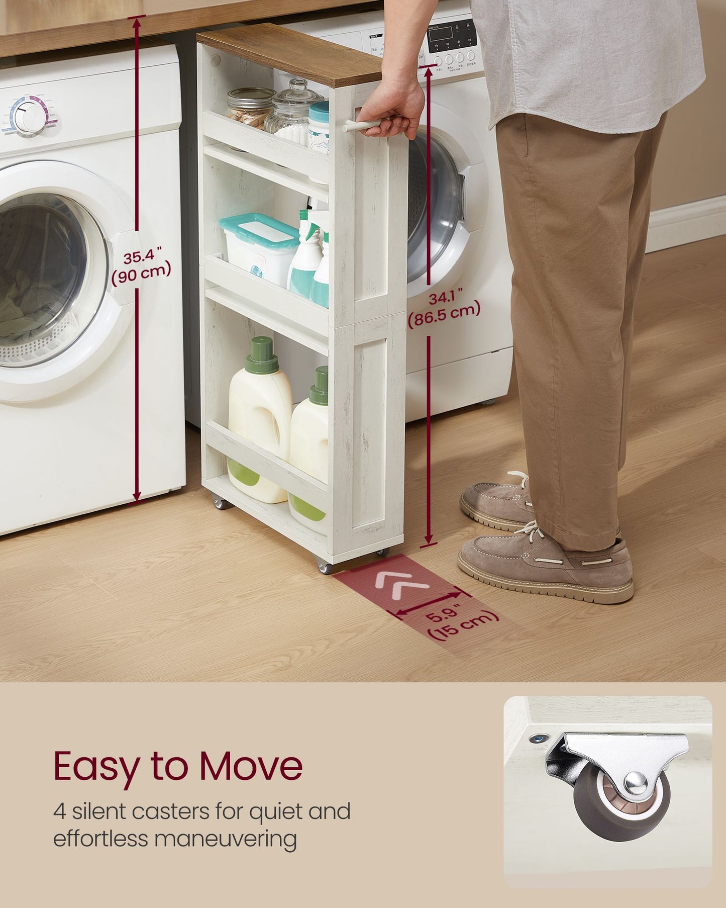 4-Tier Slide-Out Storage Cart, Slim Kitchen Cart for Small Spaces