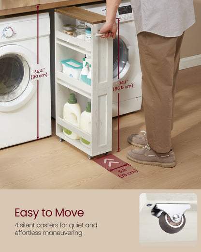 4-Tier Slide-Out Storage Cart, Slim Kitchen Cart for Small Spaces