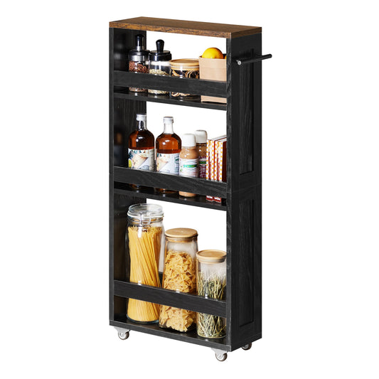 4-Tier Slide-Out Storage Cart, Slim Kitchen Cart for Small Spaces