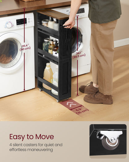 4-Tier Slide-Out Storage Cart, Slim Kitchen Cart for Small Spaces