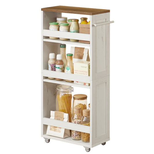 4-Tier Slide-Out Storage Cart, Slim Kitchen Cart for Small Spaces