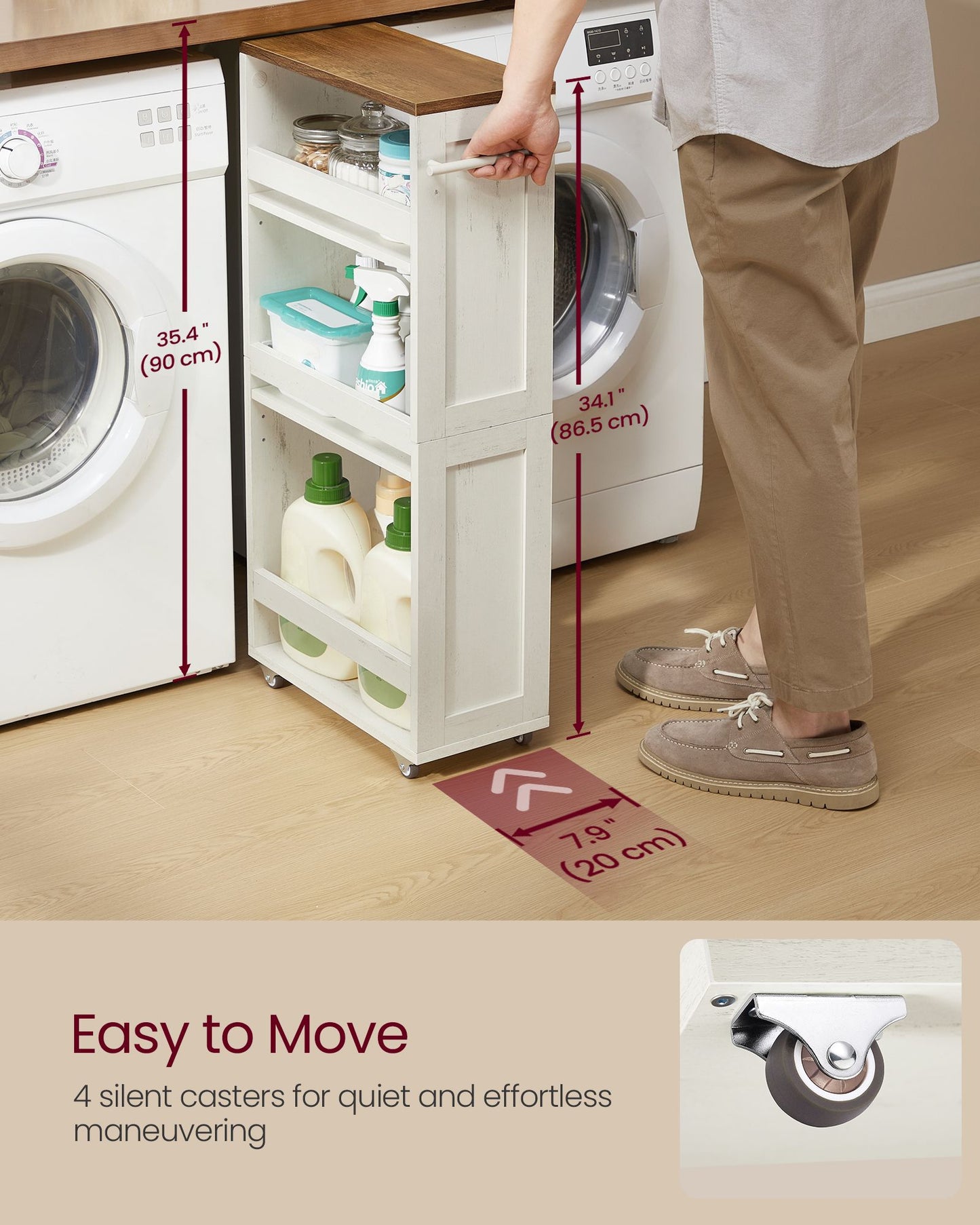 4-Tier Slide-Out Storage Cart, Slim Kitchen Cart for Small Spaces