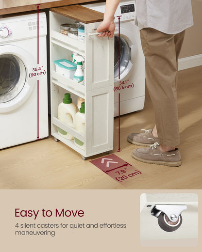 4-Tier Slide-Out Storage Cart, Slim Kitchen Cart for Small Spaces