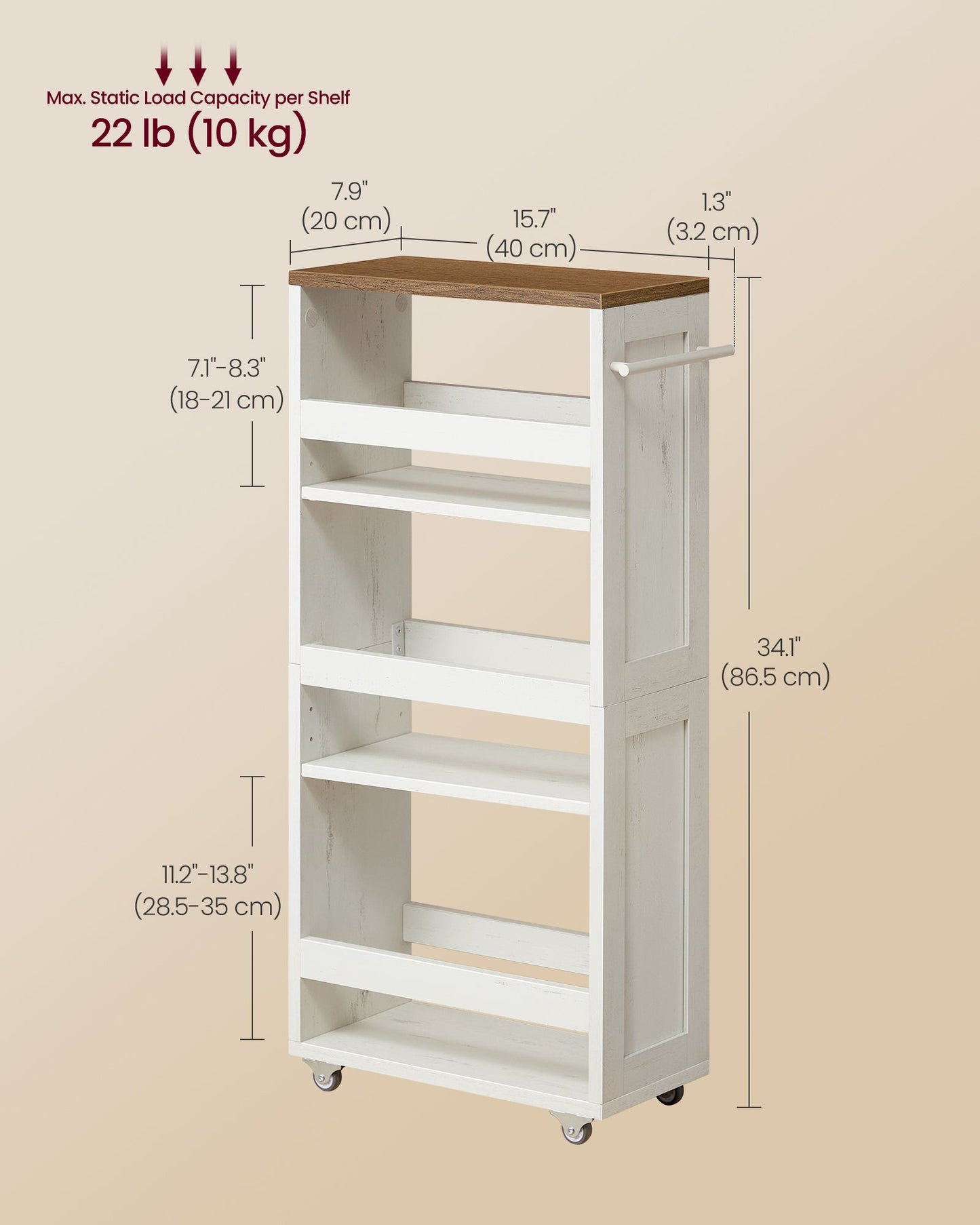4-Tier Slide-Out Storage Cart, Slim Kitchen Cart for Small Spaces