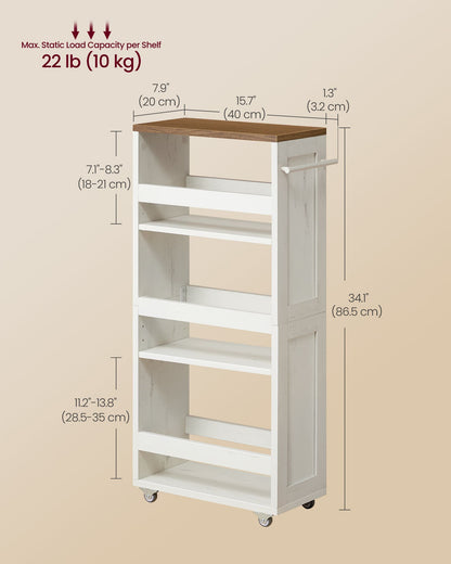 4-Tier Slide-Out Storage Cart, Slim Kitchen Cart for Small Spaces