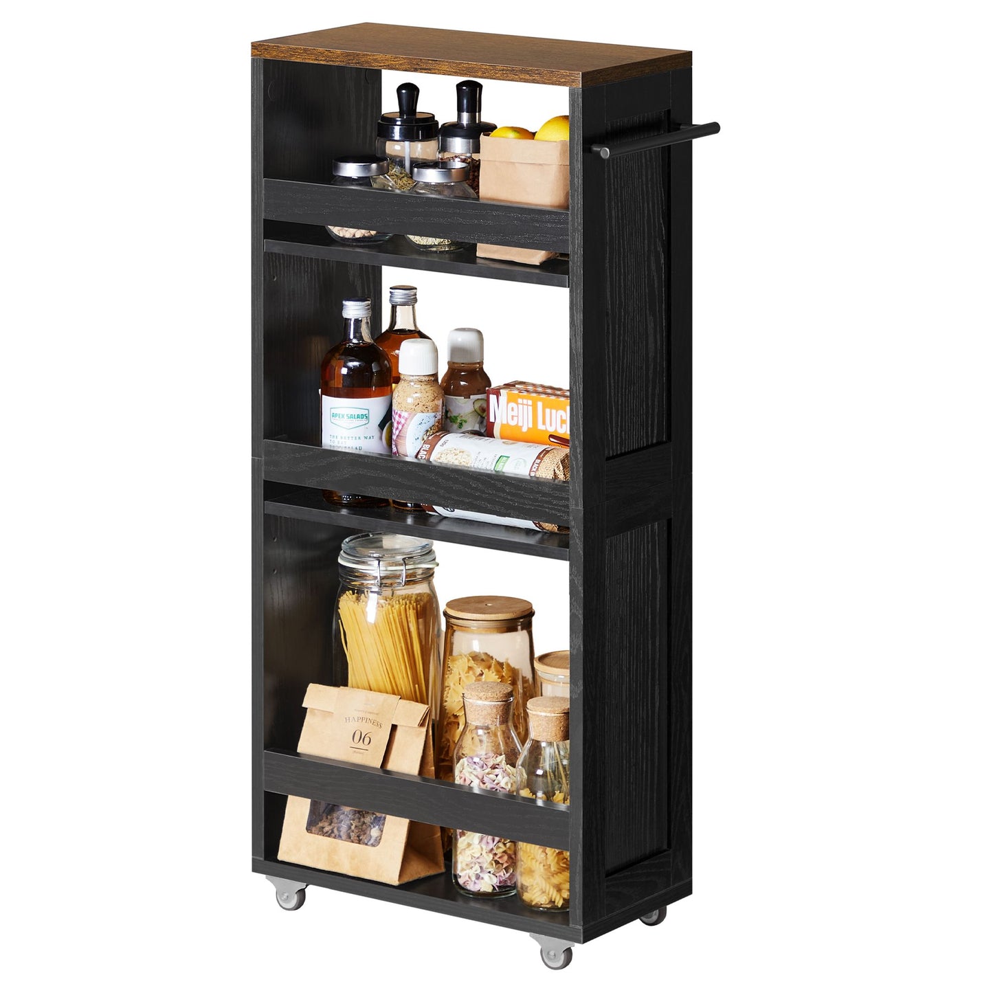 4-Tier Slide-Out Storage Cart, Slim Kitchen Cart for Small Spaces