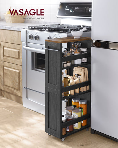 4-Tier Slide-Out Storage Cart, Slim Kitchen Cart for Small Spaces