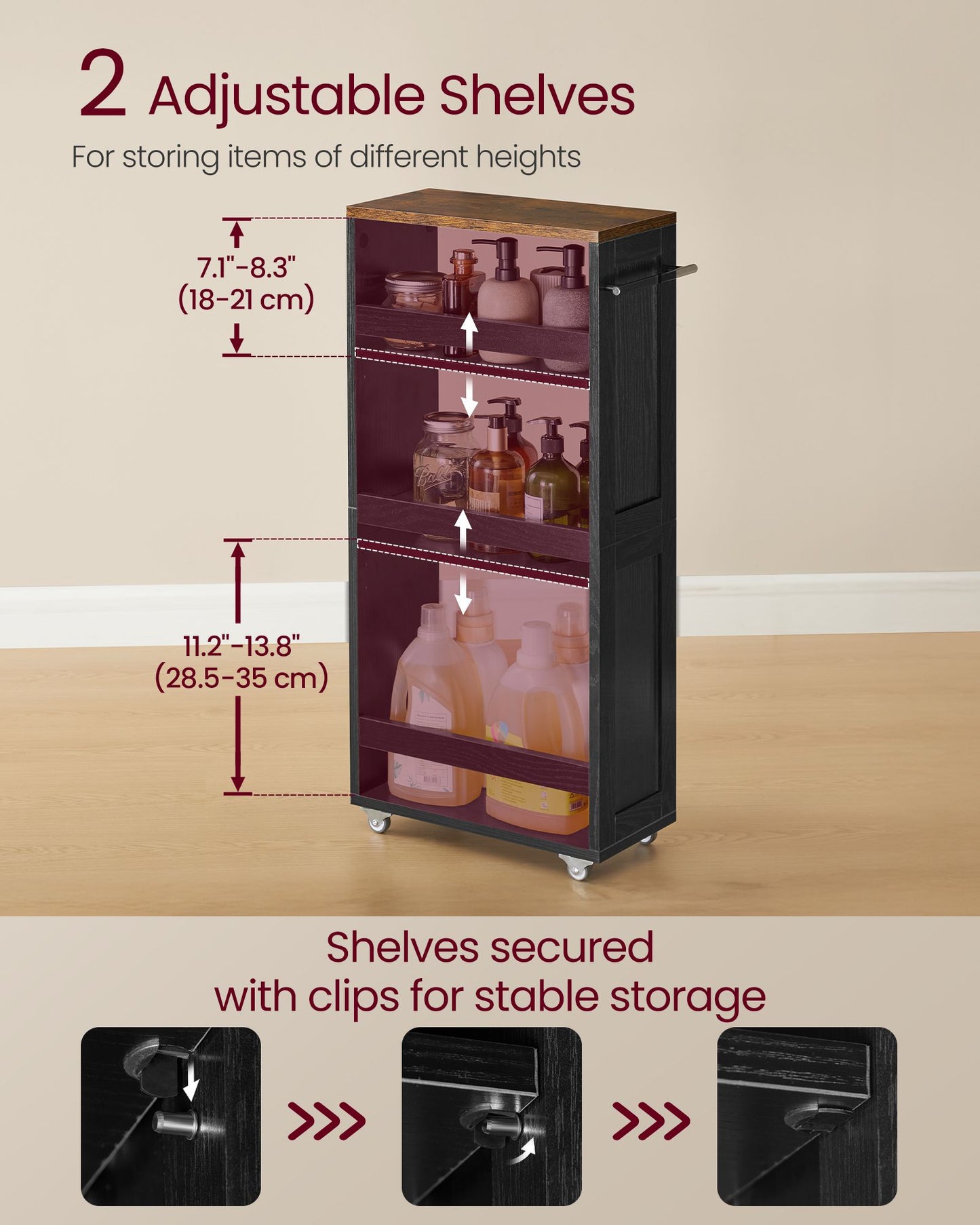 4-Tier Slide-Out Storage Cart, Slim Kitchen Cart for Small Spaces