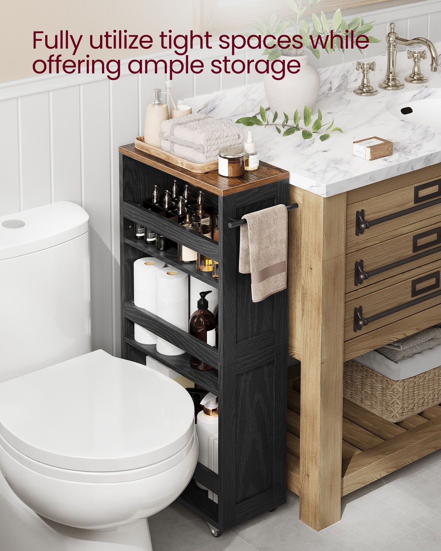 4-Tier Slide-Out Storage Cart, Slim Kitchen Cart for Small Spaces