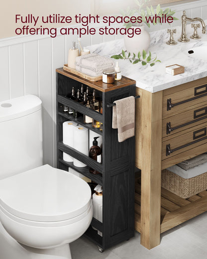 4-Tier Slide-Out Storage Cart, Slim Kitchen Cart for Small Spaces