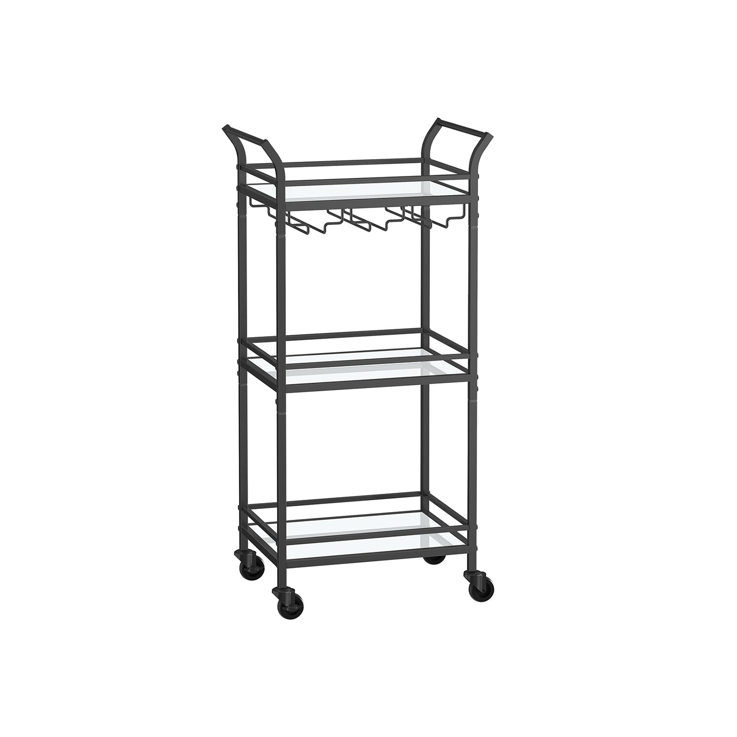 Small Bar Cart With 3-Tier Mirrored Shelf