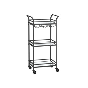 Small Bar Cart With 3-Tier Mirrored Shelf