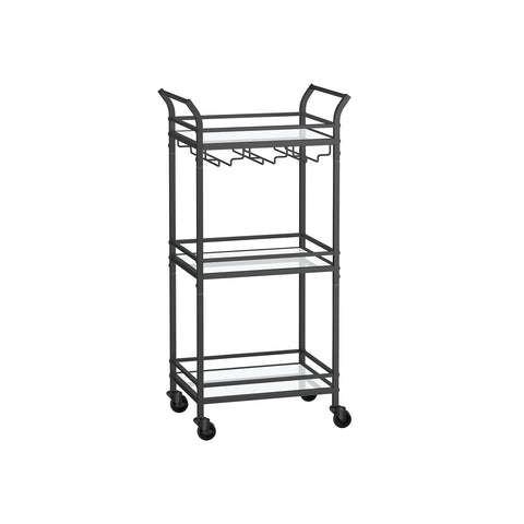 Small Bar Cart With 3-Tier Mirrored Shelf