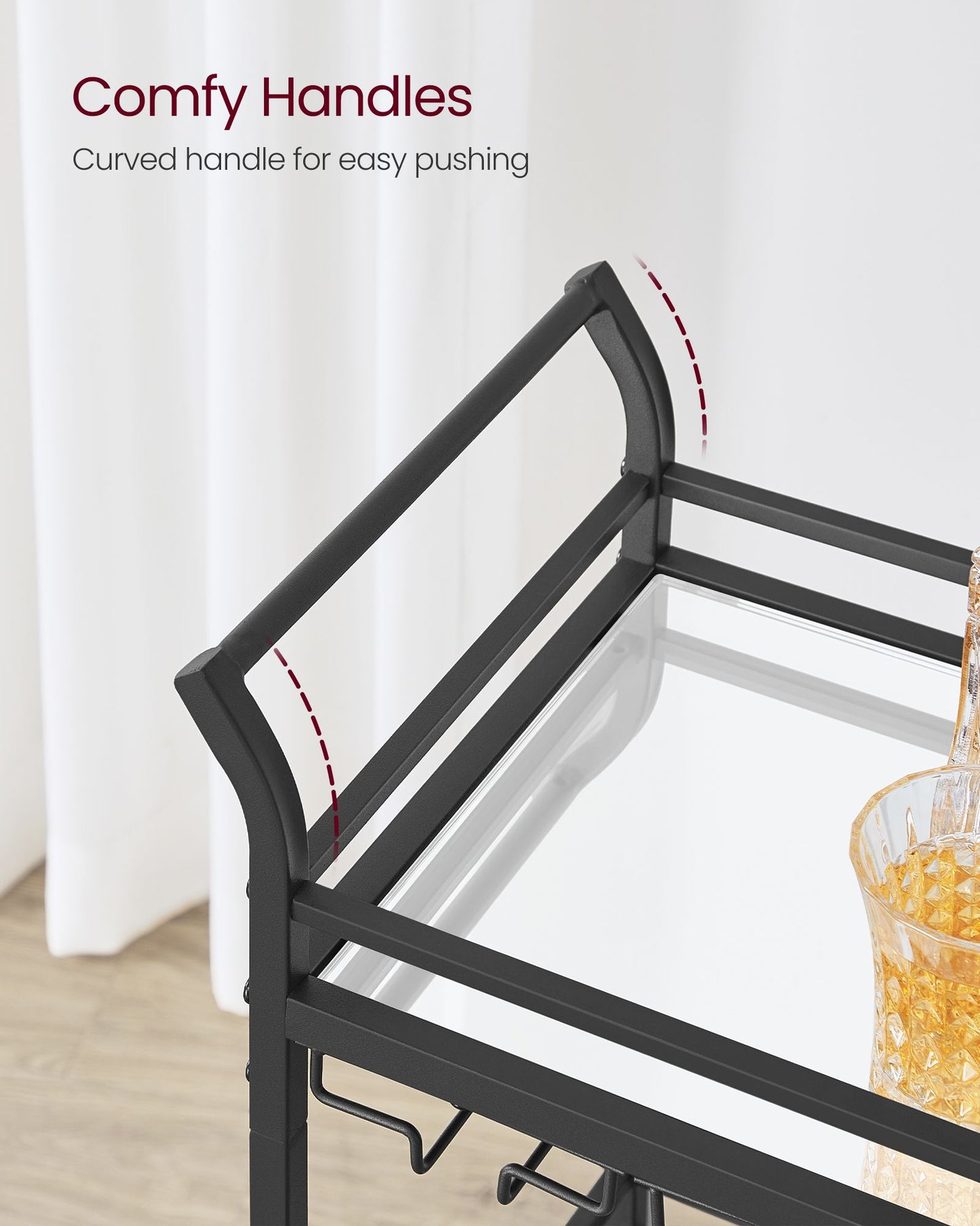 Small Bar Cart With 3-Tier Mirrored Shelf