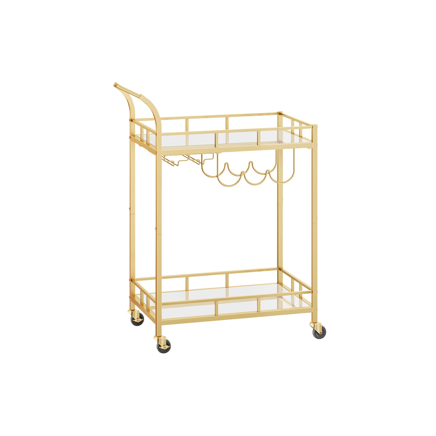 Home Bar Serving Cart with 2 Mirrored Shelves