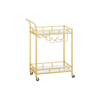 Home Bar Serving Cart with 2 Mirrored Shelves