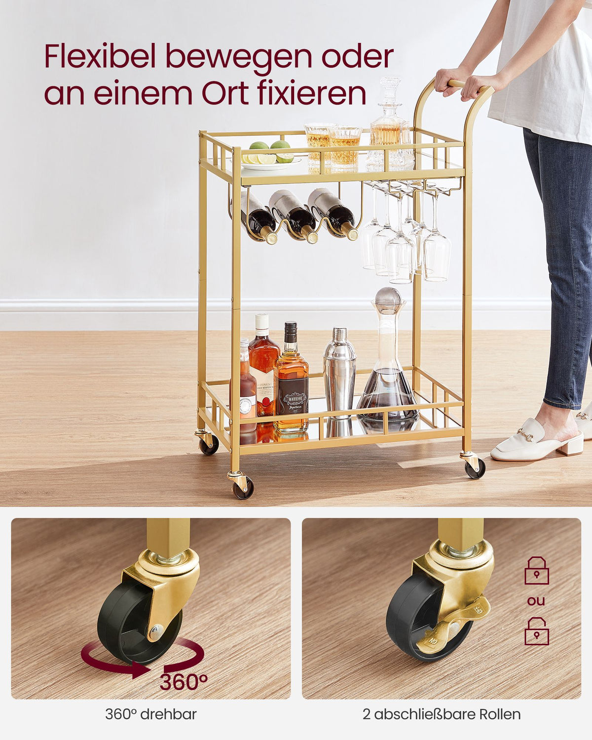 Drinks Trolley Metallic Gold