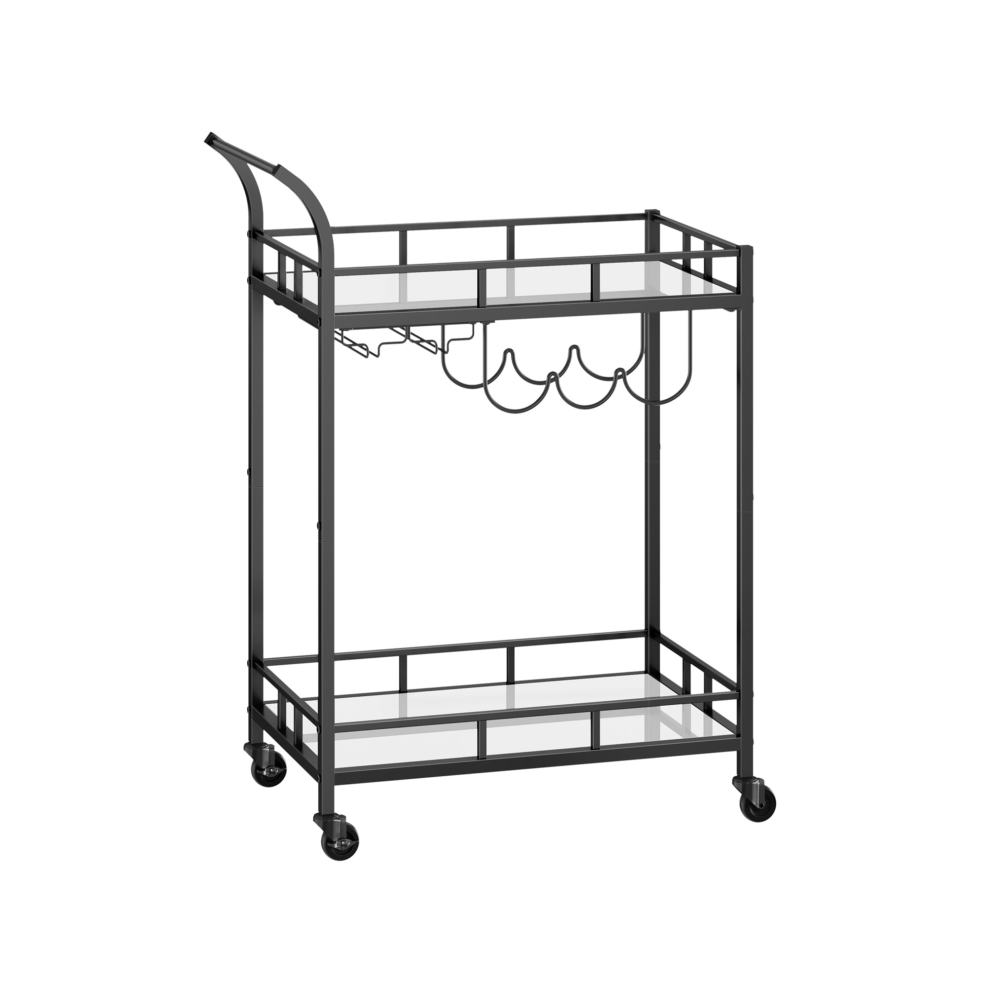 Home Bar Serving Cart with 2 Mirrored Shelves
