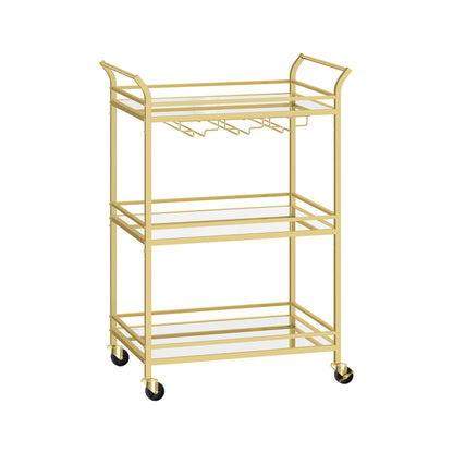 Home Bar Serving Cart with 3-Tier Shelf
