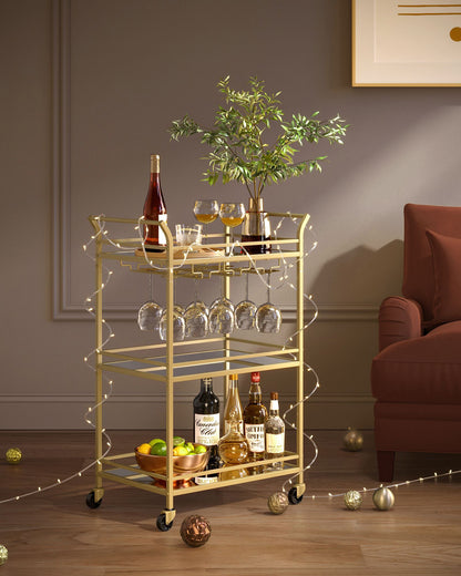 Home Bar Serving Cart with 3-Tier Shelf