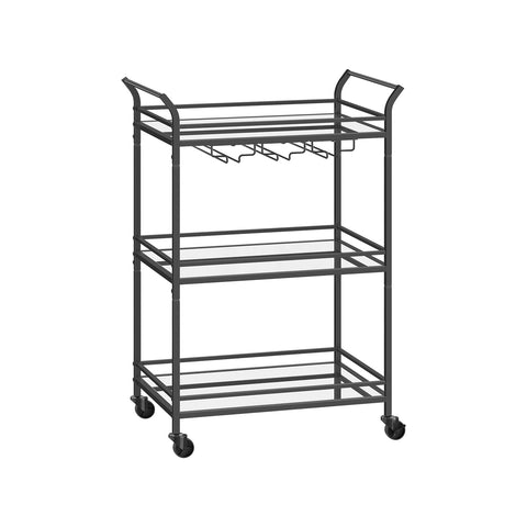 Home Bar Serving Cart with 3-Tier Shelf