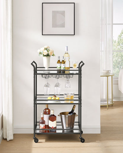 Home Bar Serving Cart with 3-Tier Shelf