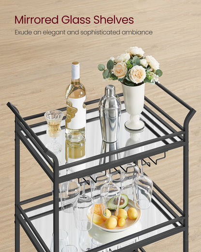 Home Bar Serving Cart with 3-Tier Shelf