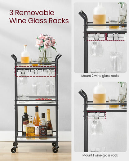 Small Bar Cart with 3-Tier Shelf - HWLEXTRA 