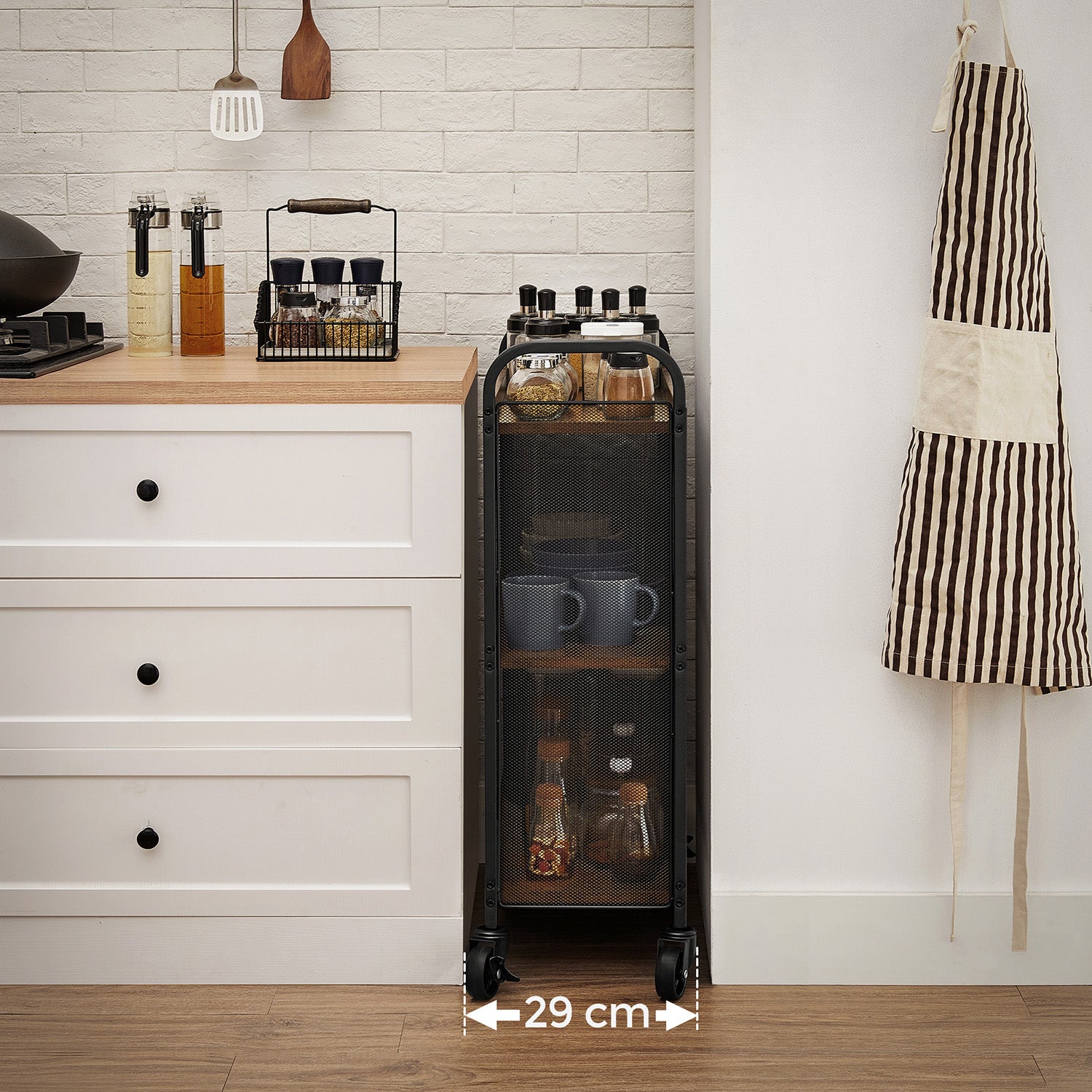 3-Tier Narrow Storage Cart with Wheels - image 3