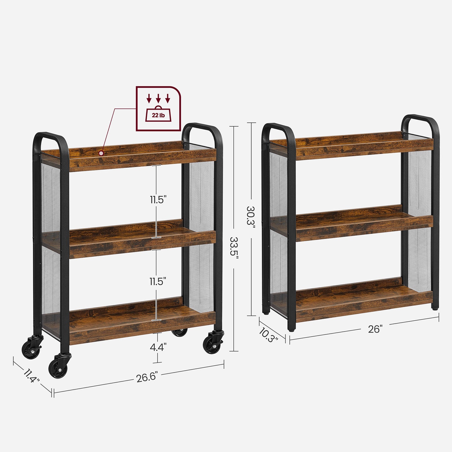 3-Tier Narrow Storage Cart with Wheels - image 7