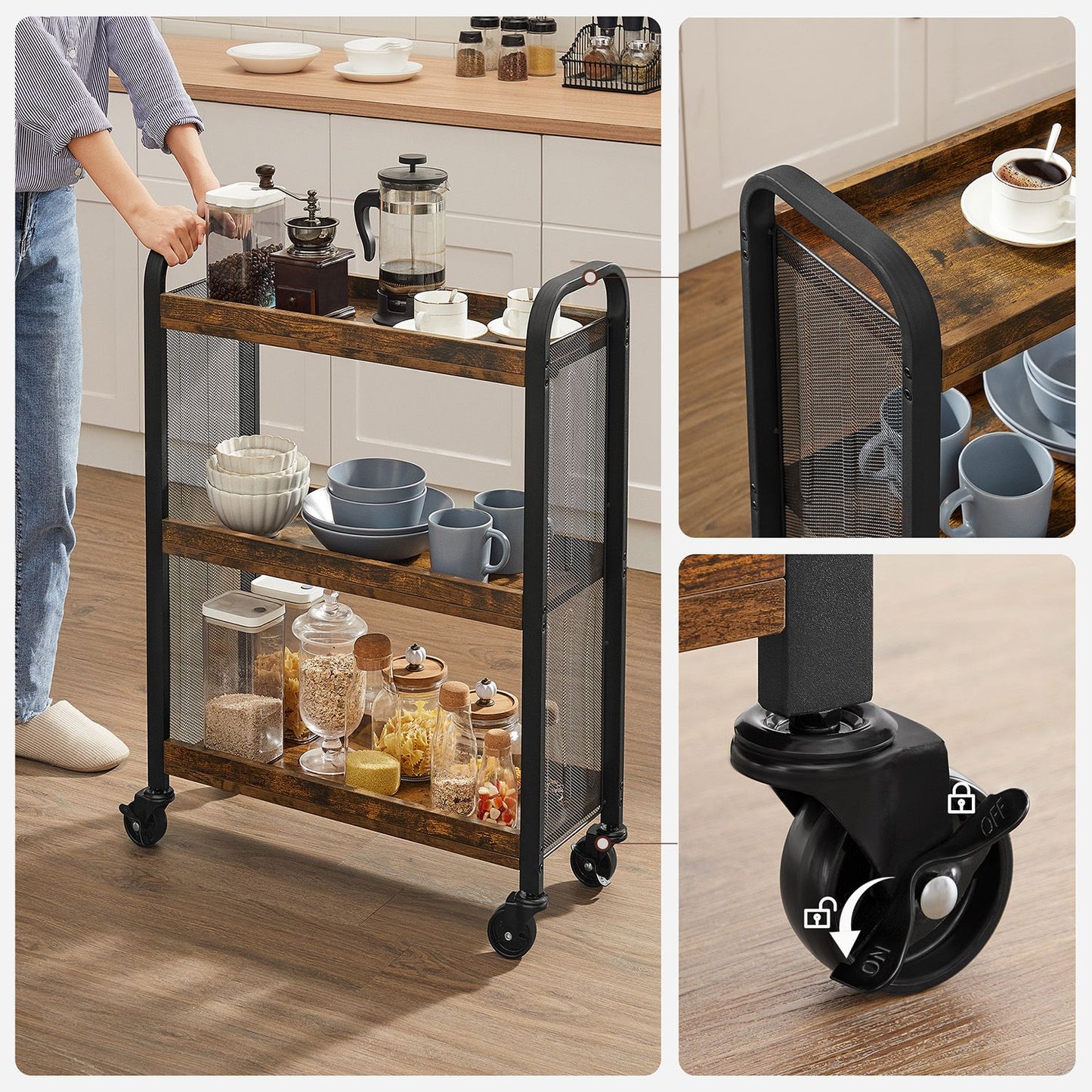 3-Tier Narrow Storage Cart with Wheels - image 8