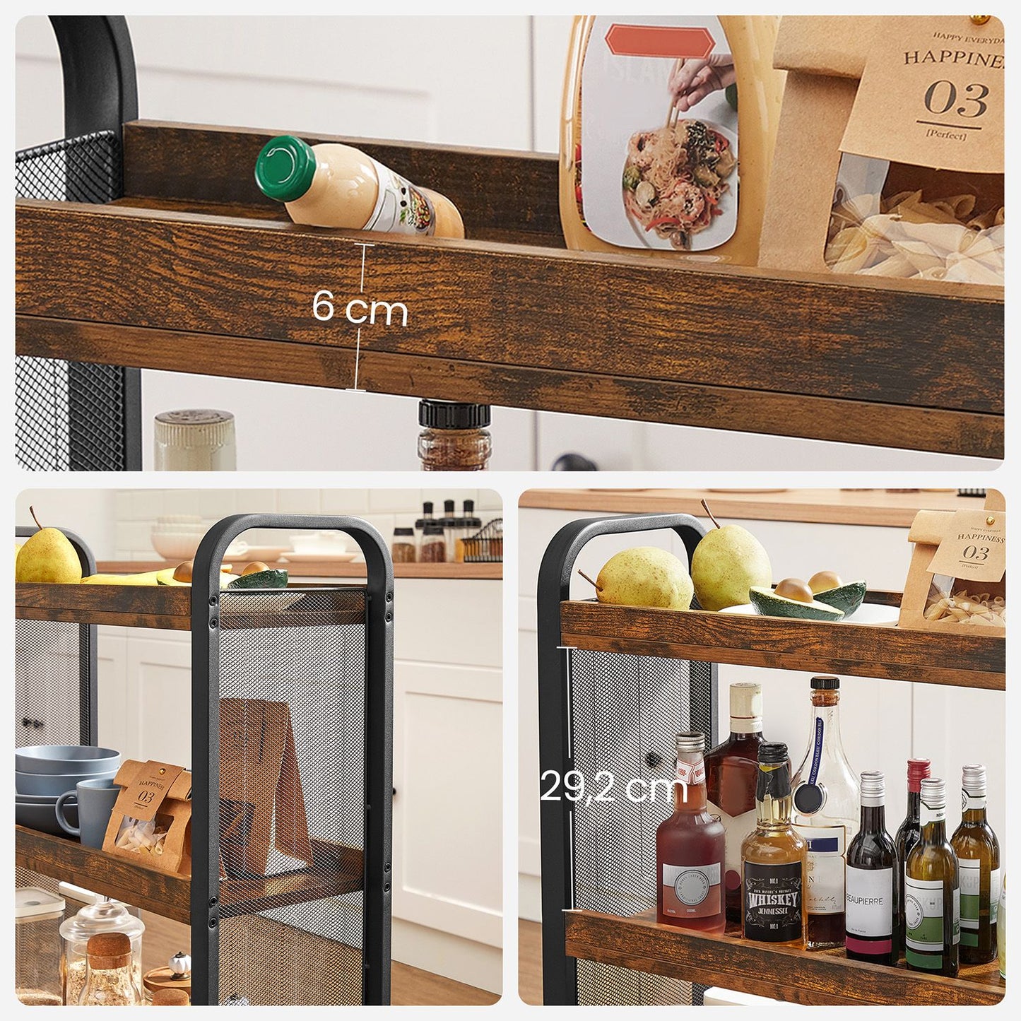 3-Tier Narrow Storage Cart with Wheels - image 9