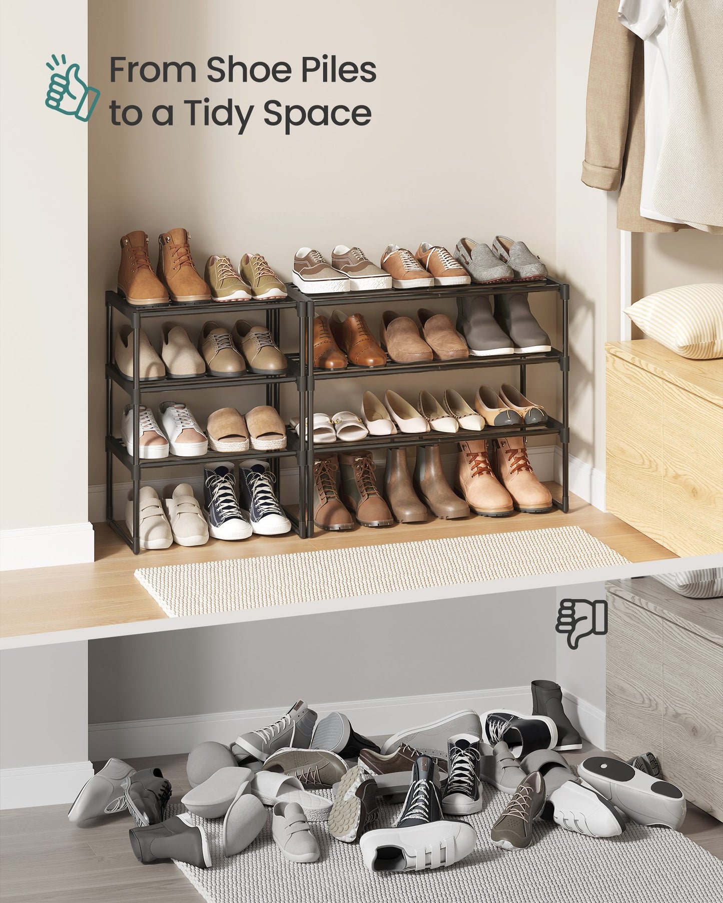 2 Tier Metal Shoe Rack for 12 Pairs of Shoes - image 52