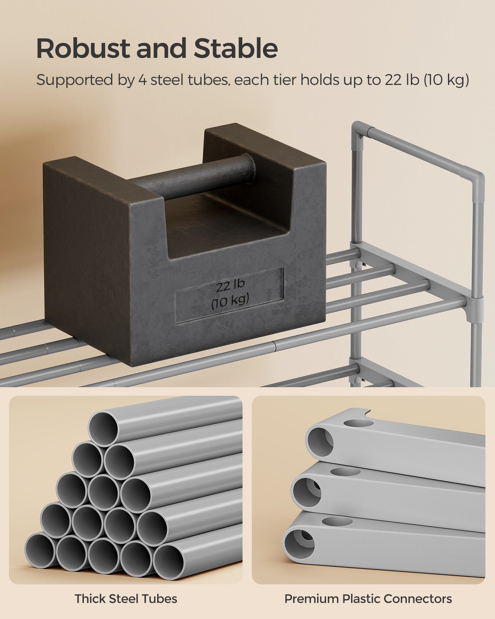 Shoe Rack, 2-Tier Shoe Organizer, Metal Storage Shelf - image 5