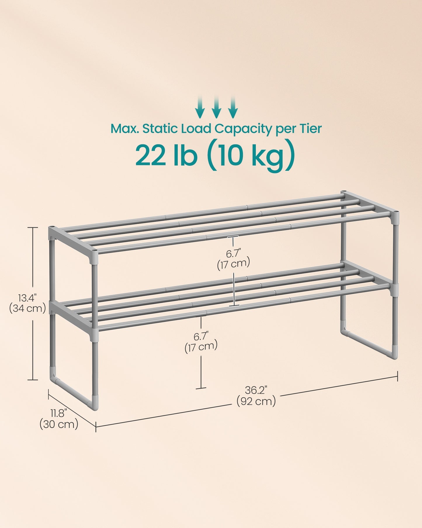 Shoe Rack, 2-Tier Shoe Organizer, Metal Storage Shelf - image 6