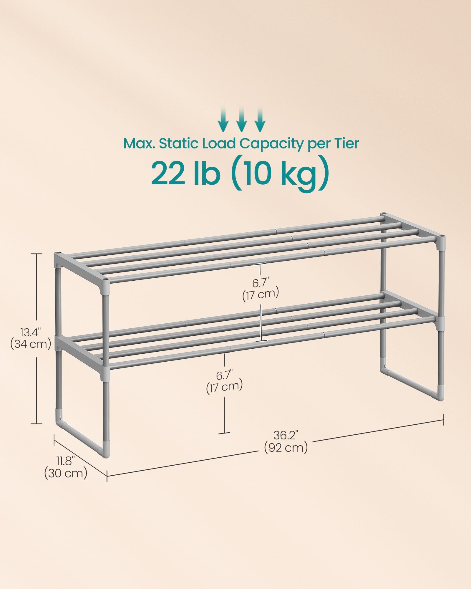 Shoe Rack, 2-Tier Shoe Organizer, Metal Storage Shelf - image 6