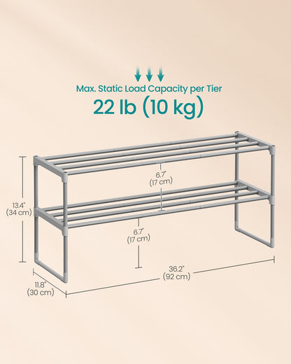 Shoe Rack, 2-Tier Shoe Organizer, Metal Storage Shelf - image 6