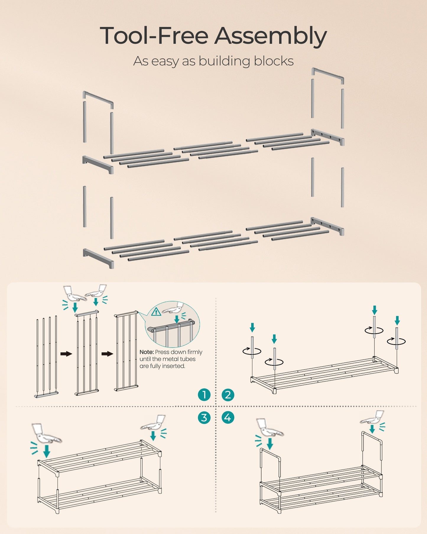 Shoe Rack, 2-Tier Shoe Organizer, Metal Storage Shelf - image 7