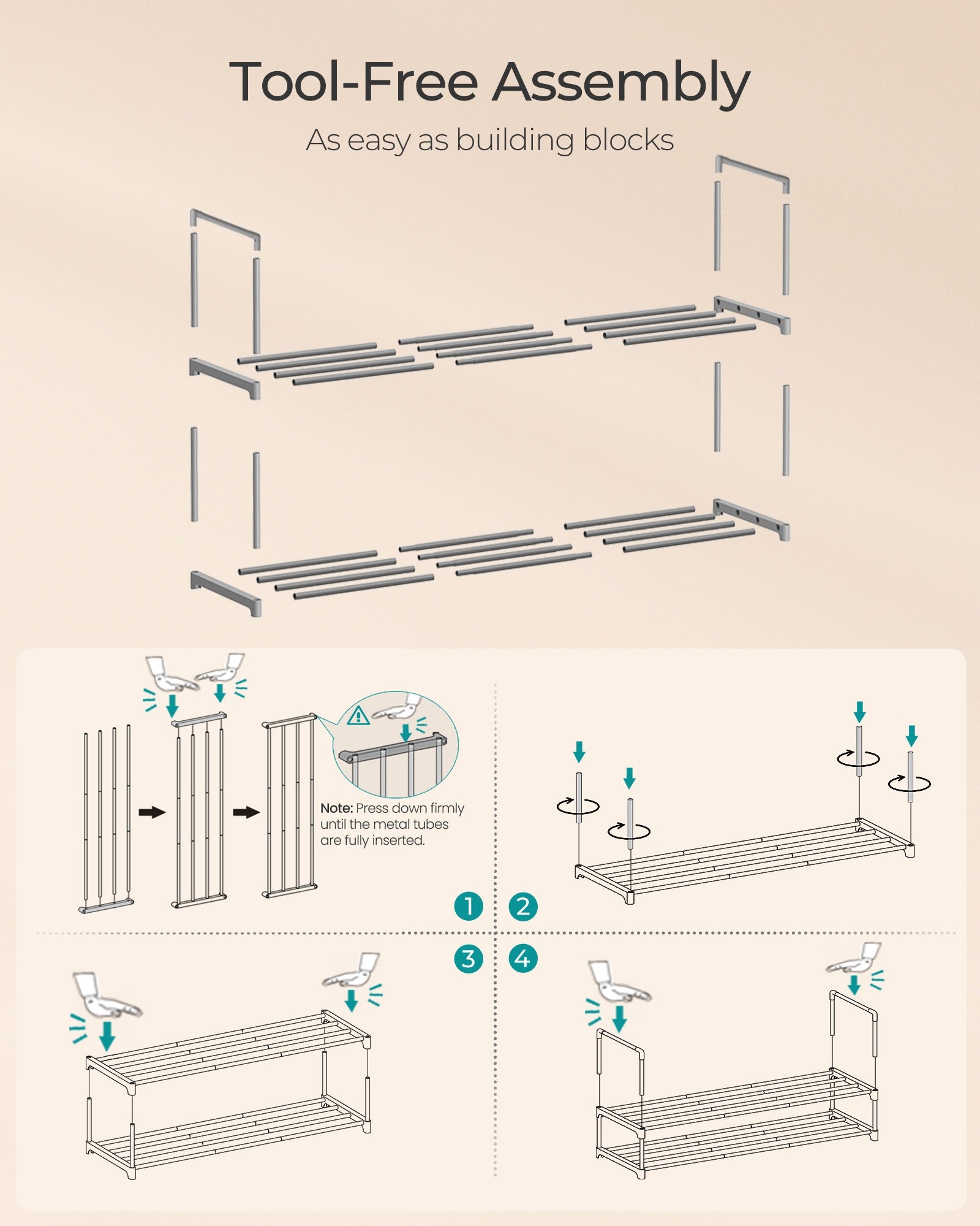 Shoe Rack, 2-Tier Shoe Organizer, Metal Storage Shelf - image 7