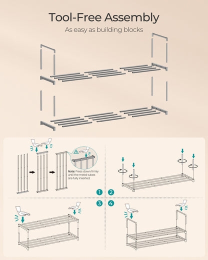 Shoe Rack, 2-Tier Shoe Organizer, Metal Storage Shelf - image 7