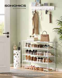 Shoe Rack, 4-Tier Shoe Organizer, Metal Storage Shelf, Upright or Upside Down