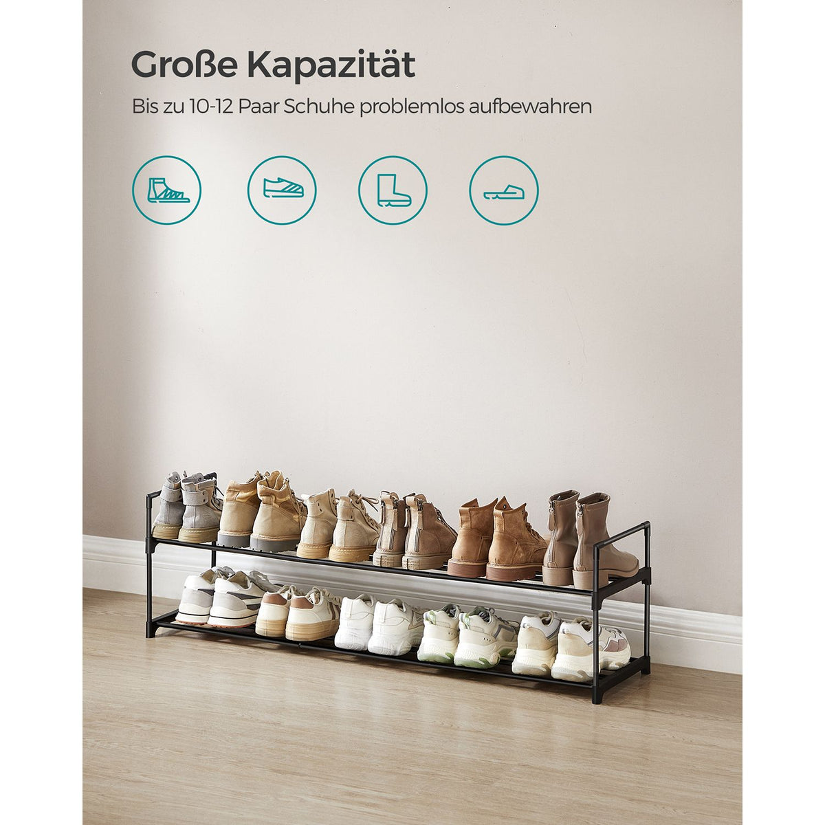 2-Tier Metal Shoe Rack 30 x 116 x 34 cm