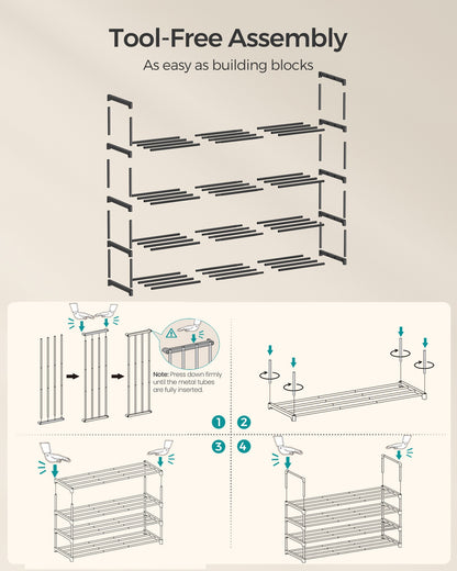 Shoe Rack 4-Tier Shoe Organizer 11.8 x 46.1 x 29.5 Inches Black - image 7