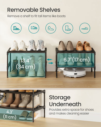 Shoe Rack for Closet, Compact Metal Shoe Organizer Shelf for Entryway - image 4