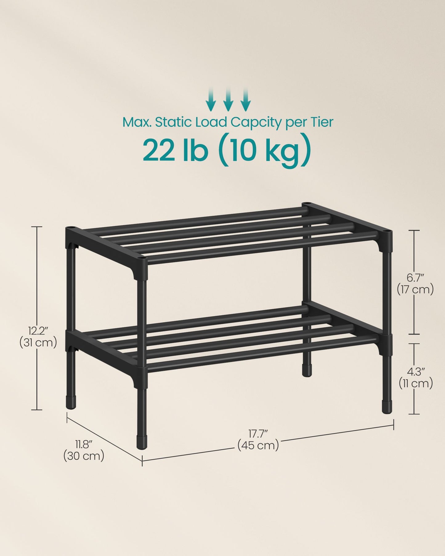 Shoe Rack for Closet, Compact Metal Shoe Organizer Shelf for Entryway - image 5