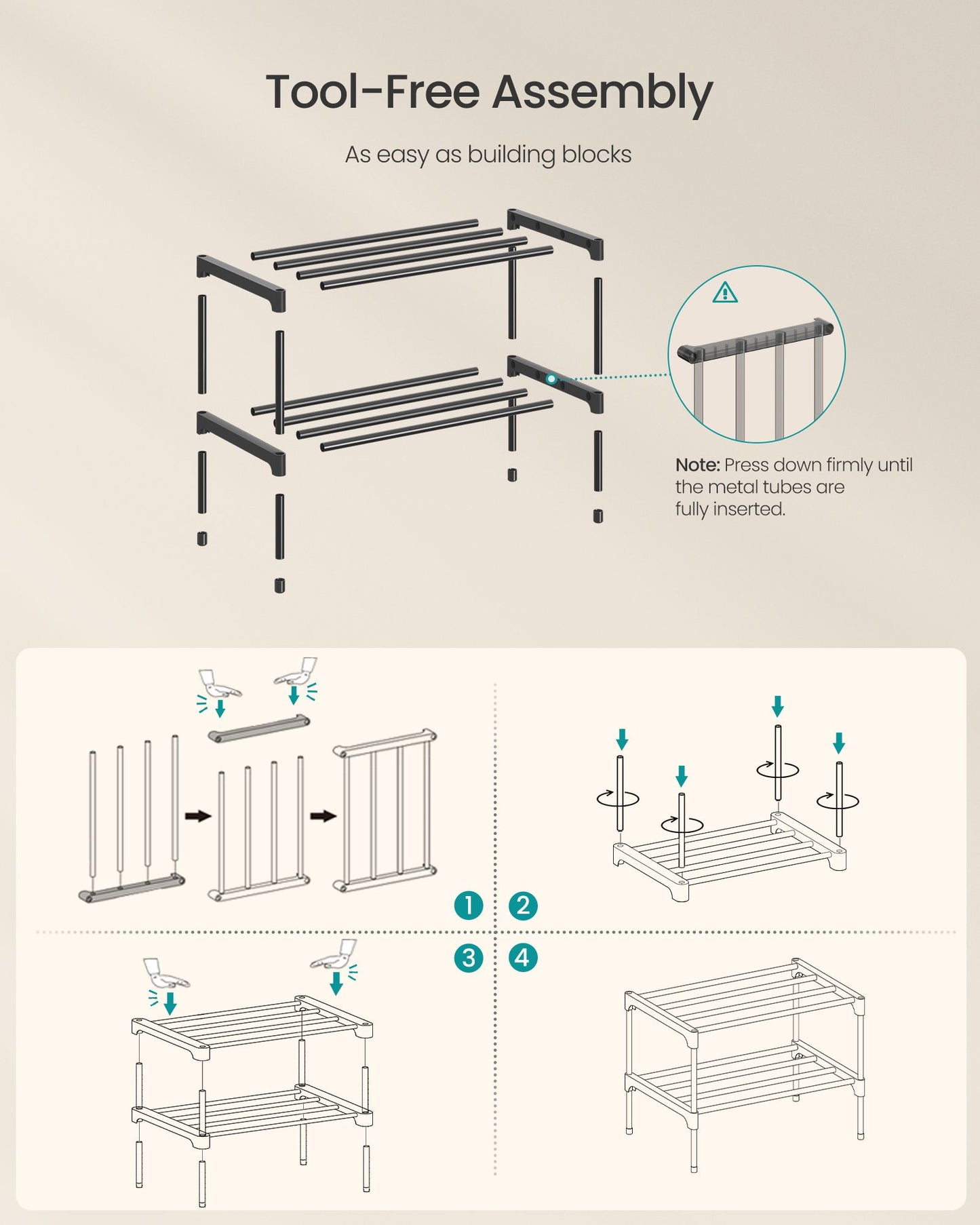 Shoe Rack for Closet, Compact Metal Shoe Organizer Shelf for Entryway - image 6