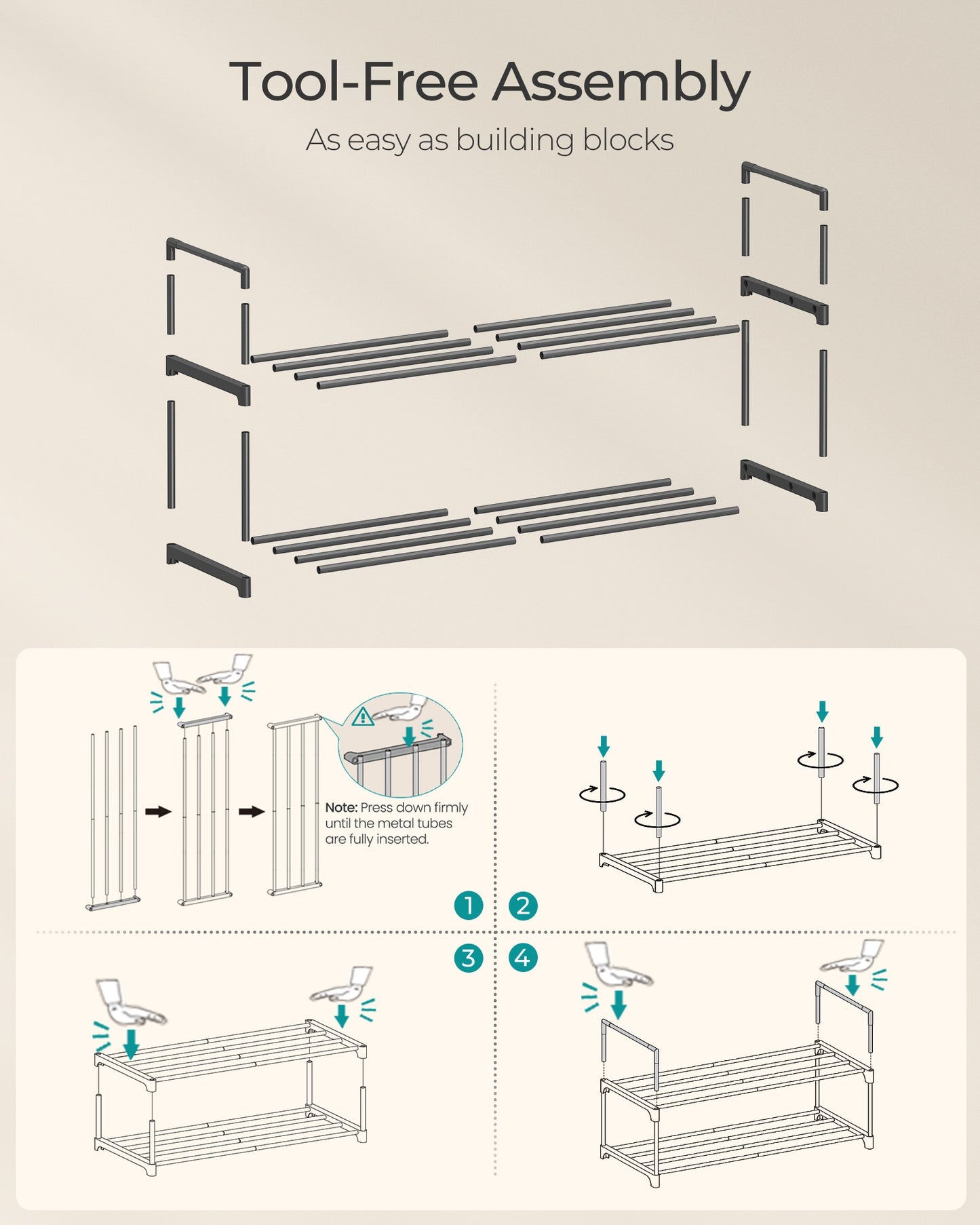 Shoe Rack 2-Tier Shoe Organizer 11.8 x 26.8 x 13.2 Inches Black - image 7