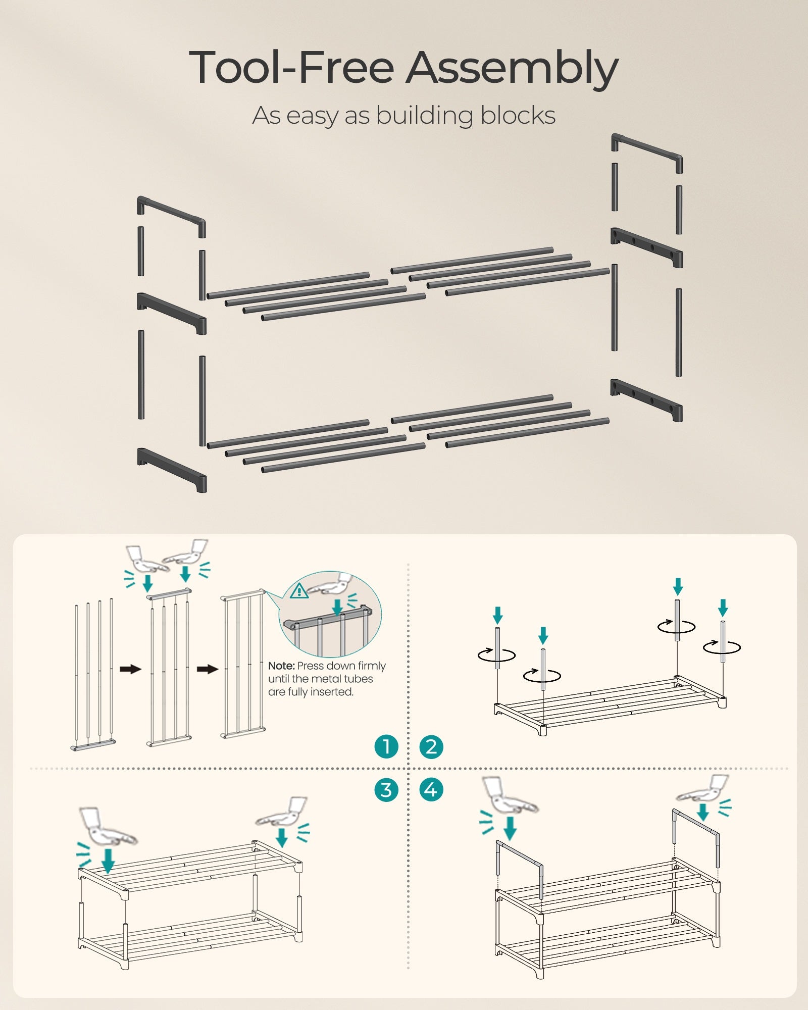 Shoe Rack 2-Tier Shoe Organizer 11.8 x 26.8 x 13.2 Inches Black - image 7