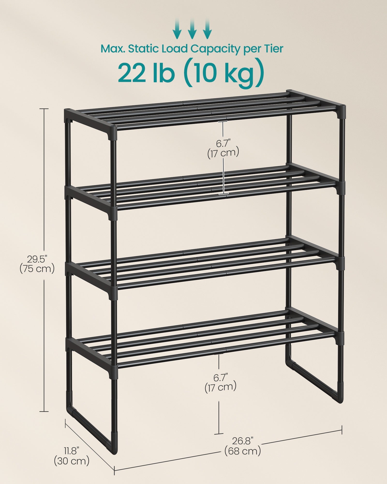 Shoe Rack 2-Tier Shoe Organizer 11.8 x 26.8 x 13.2 Inches Black - image 12