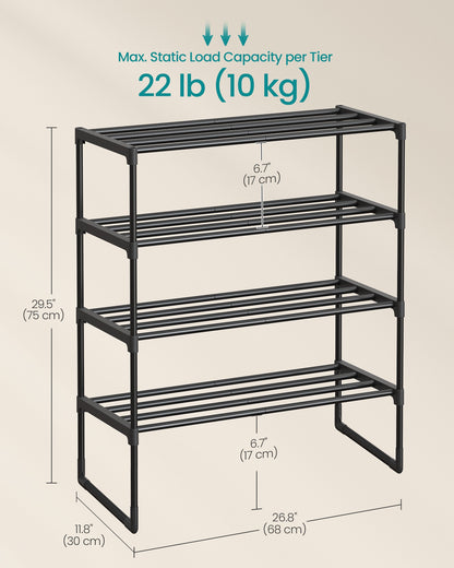 Shoe Rack 2-Tier Shoe Organizer 11.8 x 26.8 x 13.2 Inches Black - image 12